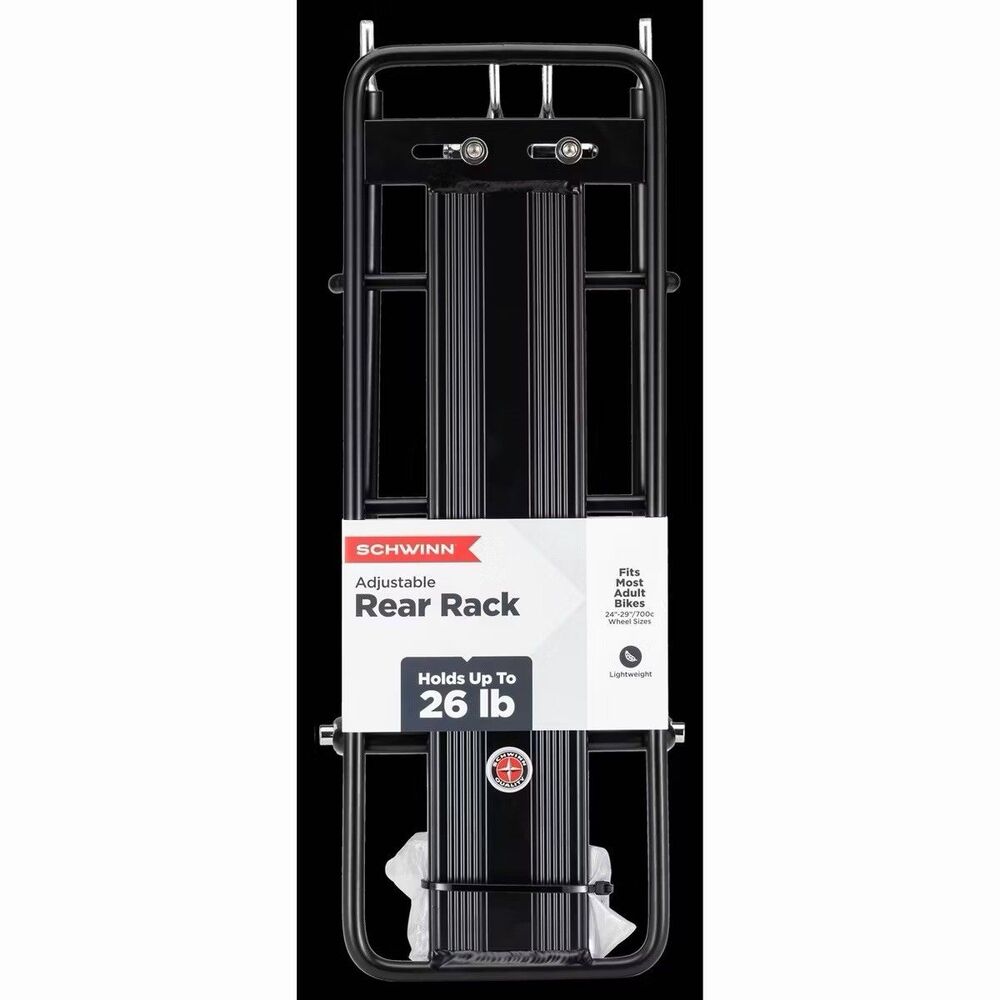 Schwinn Rear Bike Rack Black Bicycle Cargo Carrier Mount Adjustable New